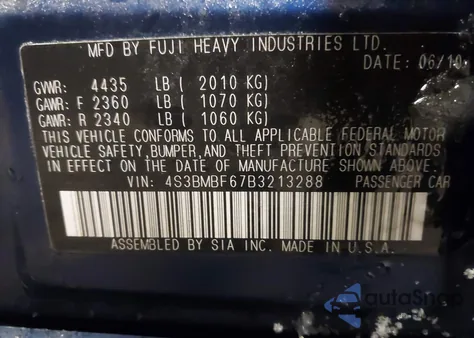 2011 Subaru Legacy 2.5I Premium from USA, damaged, VIN 4S3BMBF67B3213288